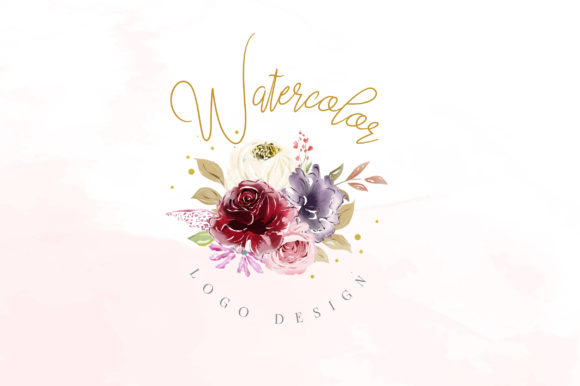 Download Burgundy Watercolor Floral Logo Template - Floral logo Collection