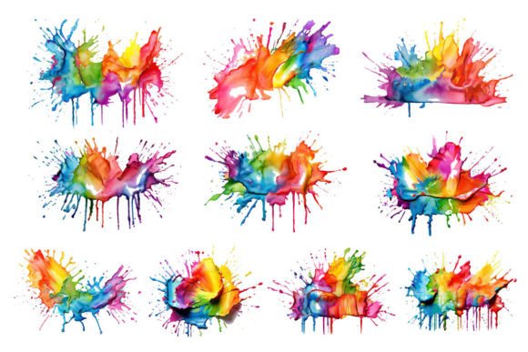 Download Rainbow Paint Splash, Paint Splatter Set - Splat Collection