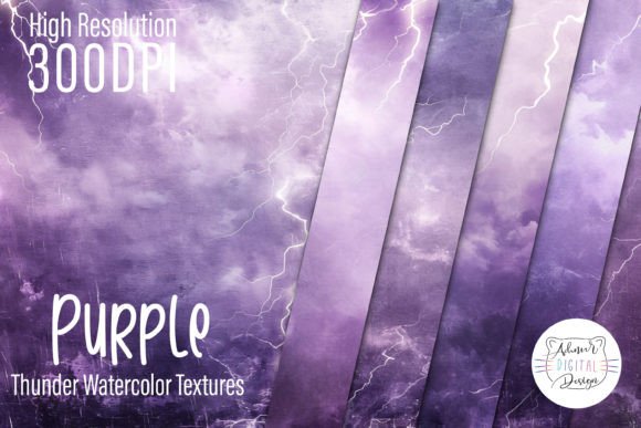 Download Purple Thunder Watercolor Textures - Premium Resources