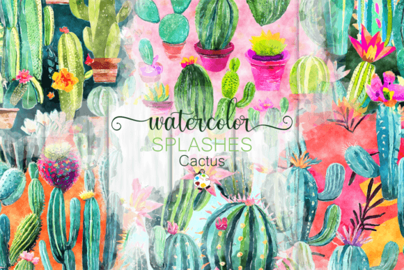 Download Cactus Splashes - Watercolor Textures - Premium Resources