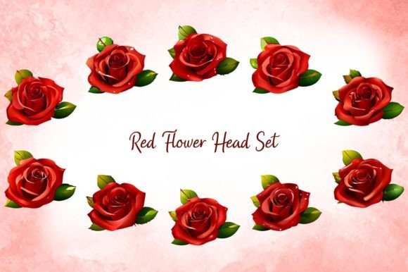 Download Red Flower Head Set - Premium Resources