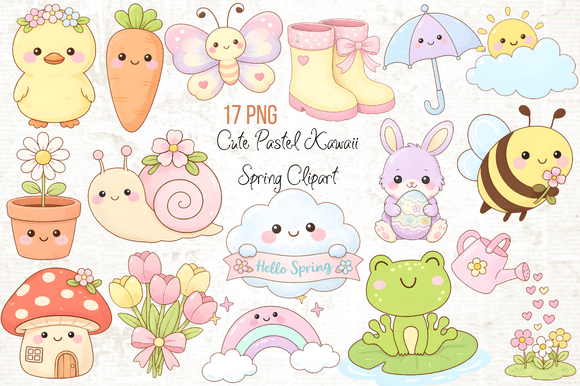 Download Cute Pastel Kawaii Spring Clipart PNG - Pastel Collection