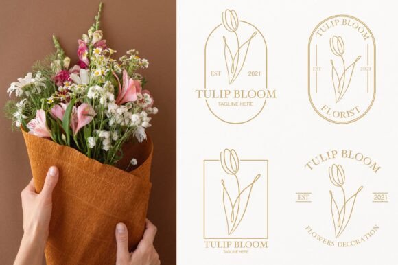 Download Elegant Minimalist Tulip Floral Logo - Floral logo Collection
